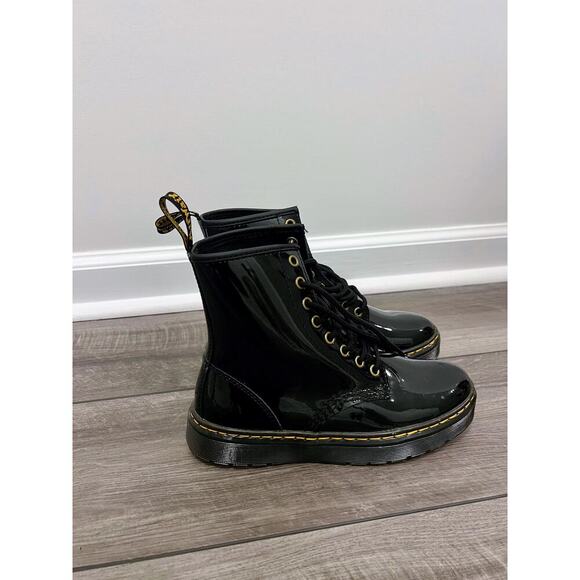 Dr. Martens Zavala Pantent Lamper Boots in Black Size 6 Lace Up Round Toe - Picture 2 of 3